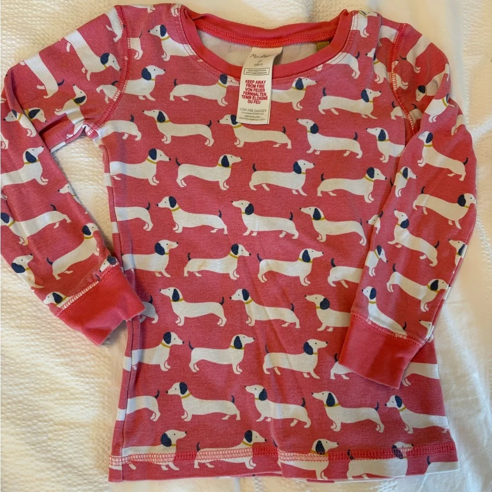Mini Boden Pink Dachshund-Print Long Sleeve Pajama Set